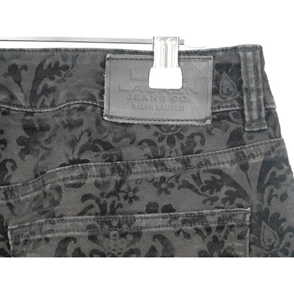 NEW Ralph Lauren Black Velvet Overlay Straight Leg Jeans  6 - Picture 3 of 6